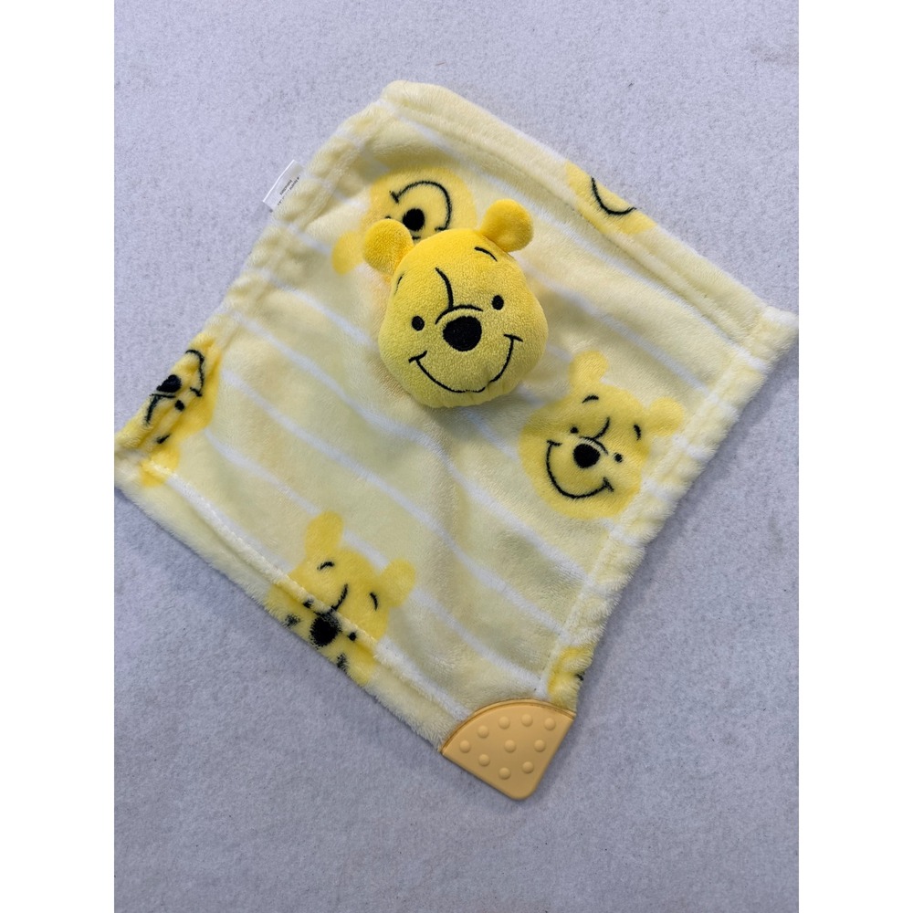 Disney Baby Winnie the Pooh Lovey Security Blanket Plush Teether Yellow 10"